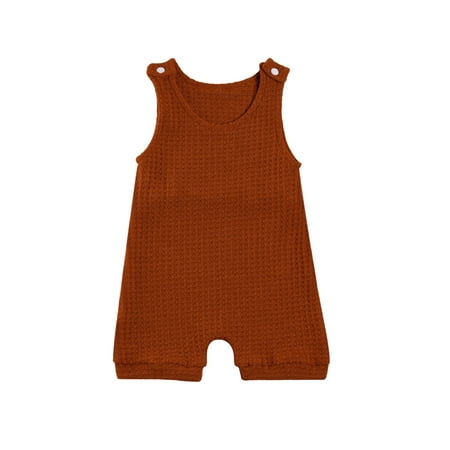 

Canrulo Newborn Baby Boy Girl Rompers Sleeveless Solid Color Cotton Romper Jumpsuit One Pieces Summer Clothes Khaki 6-12 Months