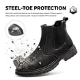 thumbnail image 3 of SPIEZ SPIEZ Men's Steel Toe Chelsea Safety Boots, Slip-On Waterproof Work Boots, Puncture-Proof Leather Shoes for Factory|Construction|Outdoor – Black Size 12, 3 of 11