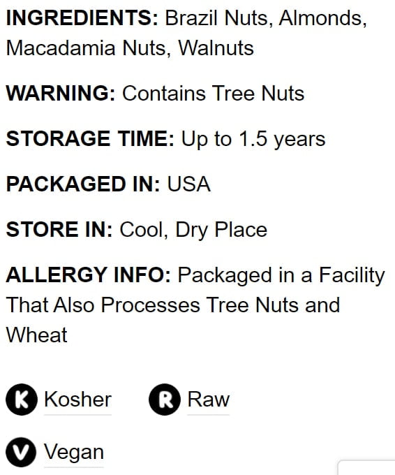 Raw Nuts in a Gift Box - A Variety Pack of Brazil Nuts, Almonds, Macadamia Nuts and Walnuts - by Food to Live