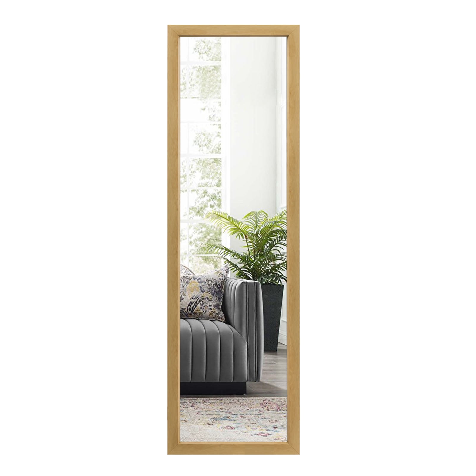 51"*16" Full Length Over The Door Mirror Hanging Mirror for Bedroom Dorm Room Black