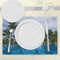 thumbnail image 3 of Ambesonne Tropical Place Mats Set of 4, Infinity Pool Palm, Standard Size, Blue Green White, 3 of 6