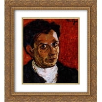 Nicolae Tonitza 2x Matted 20x24 Gold Ornate Framed Art Print 'Self-Portrait'