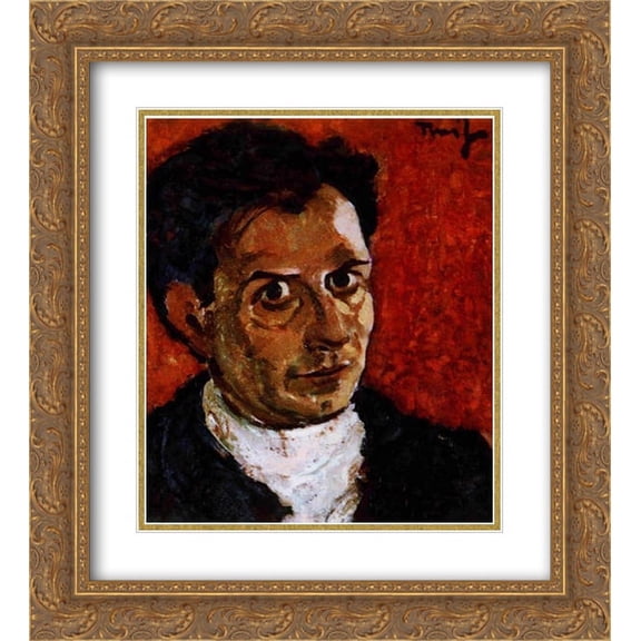 Nicolae Tonitza 2x Matted 20x24 Gold Ornate Framed Art Print 'Self-Portrait'