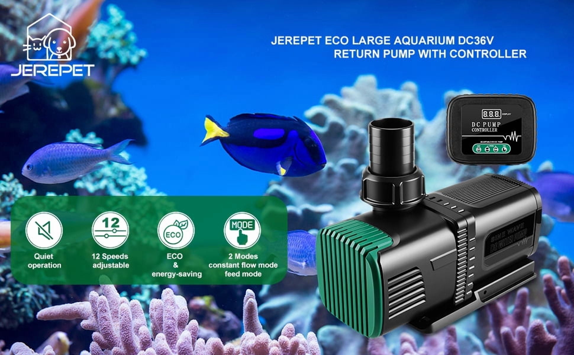 JEREPET 4800GPH Aquarium 36V DC Water Pump with Controller, 105W Submersible and Inline Return Pump for Fish Tank,Fountains,Sump,Hydroponic,Pond,Freshwater and Marine Water Use,25FT Max Lift