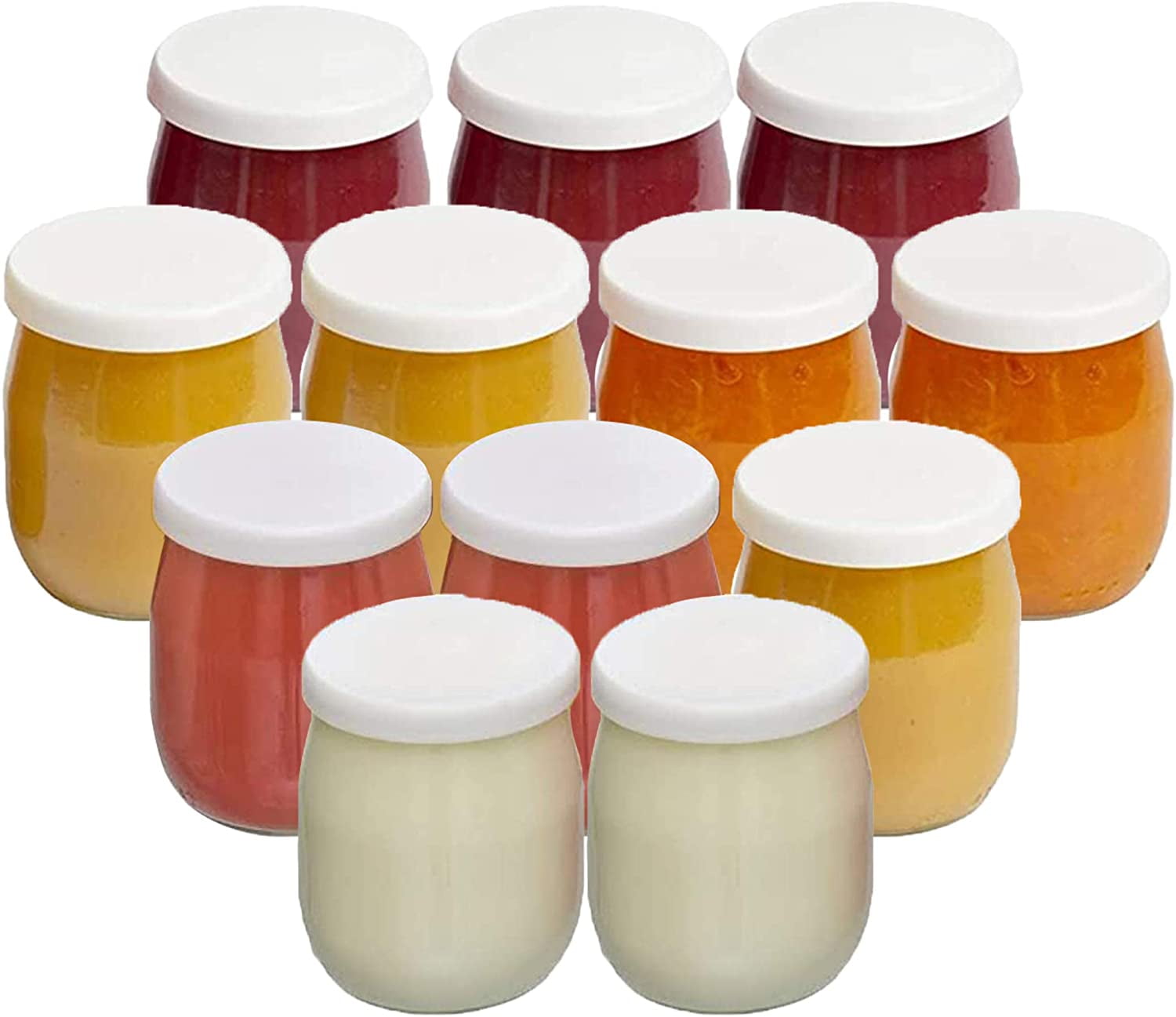 Set Of 12 Glass Yoghurt Jars With Airtight Lids - Made In France
