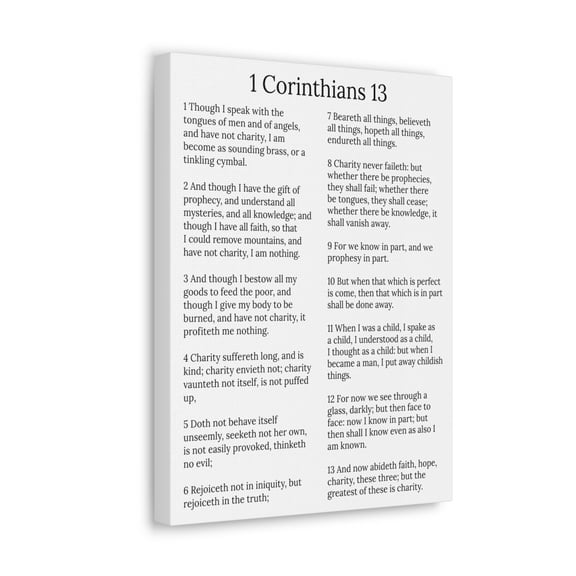 Scripture Walls 1 Corinthians 13 Love Chapter White Christian Wall Art Print Ready to Hang Unframed
