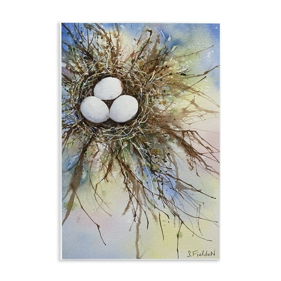 Stupell Industries Modern Watercolor Bird Nest Abstract Painting Unframed Art Print Wall Art, 10 x 15