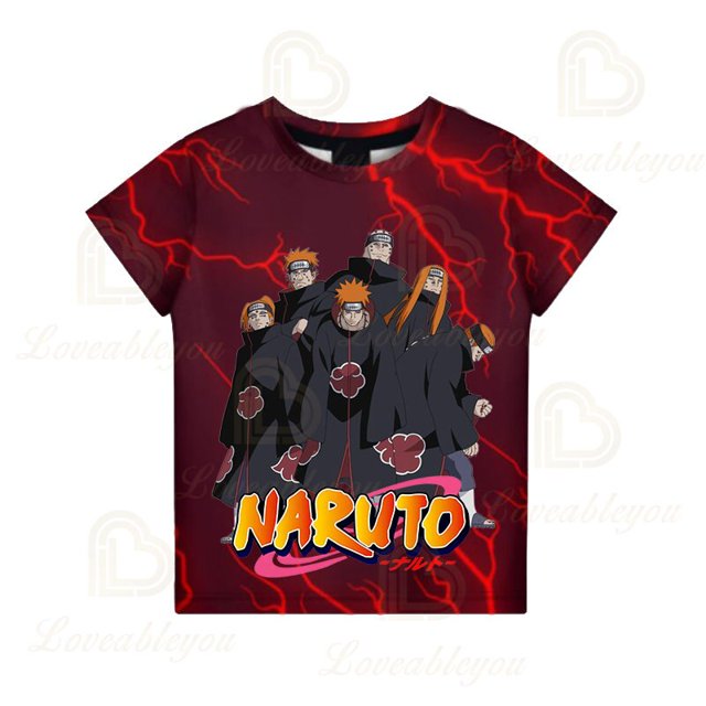 Anime Naruto Round Neck T-shirt Uzumaki Naruto 3D Digital Printing Men's Clothing Cartoon Printed Summer Tee for Adult KidAdults L(50-55kg) Gao Jinjia LED
