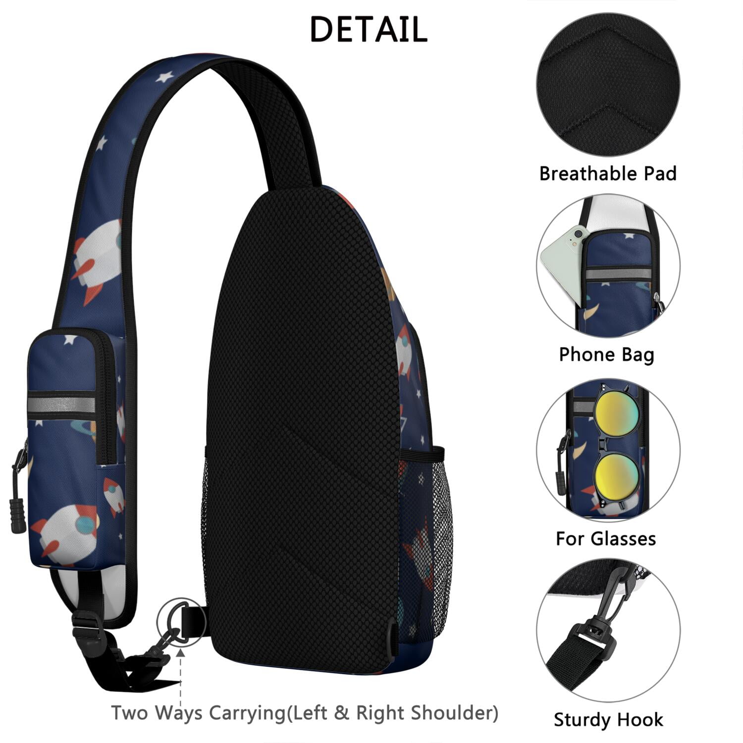 Vintage Dog Graphic Outdoor Sling Bag – Breathable Back, Reinforced Seams, Artistic Style – Dog Lovers Adventure Bag