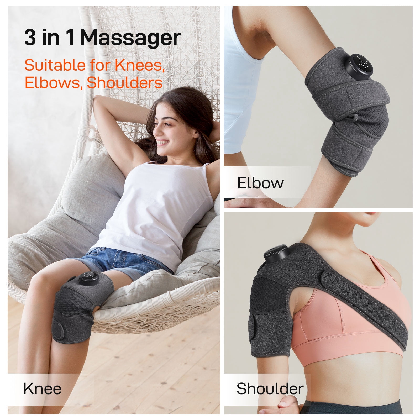 8 Modes & 20 Intensities Cordless Heated Knee Massager,Heating Pad for Shoulder, Elbow,Pain Relief,Arthritis,Perfect Holiday Gift for Men & Women