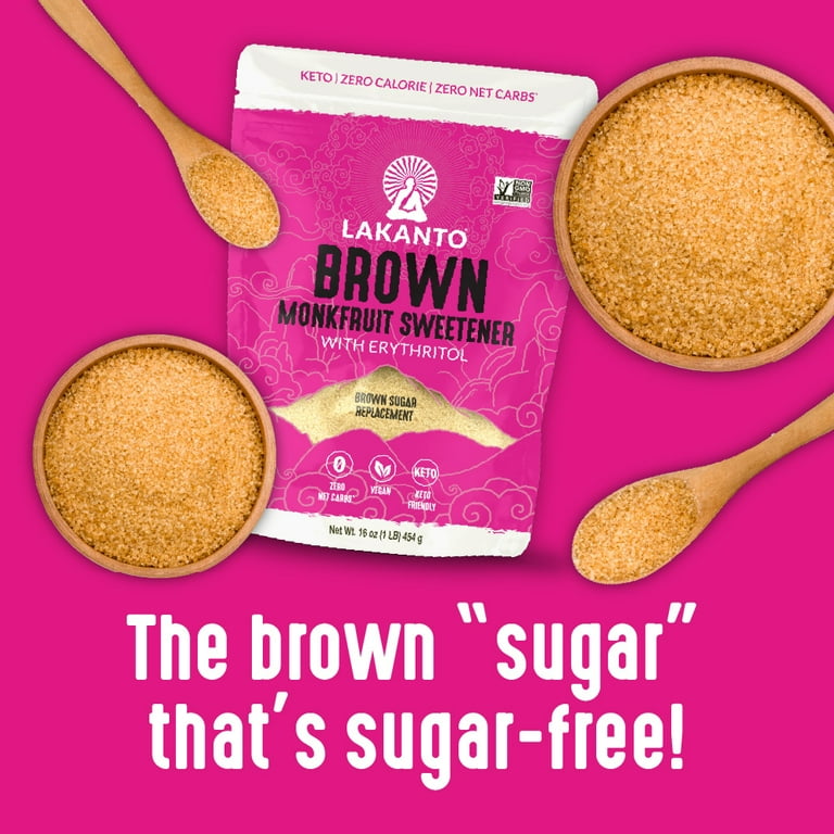Lakanto Brown Monk Fruit Sweetener - Brown Sugar Substitute, Zero Calorie, Baking, Vegan, Keto Diet Friendly, Zero Net Carbs, Gluten Free, Sugar Replacement, Extract (Brown - 1 lb)