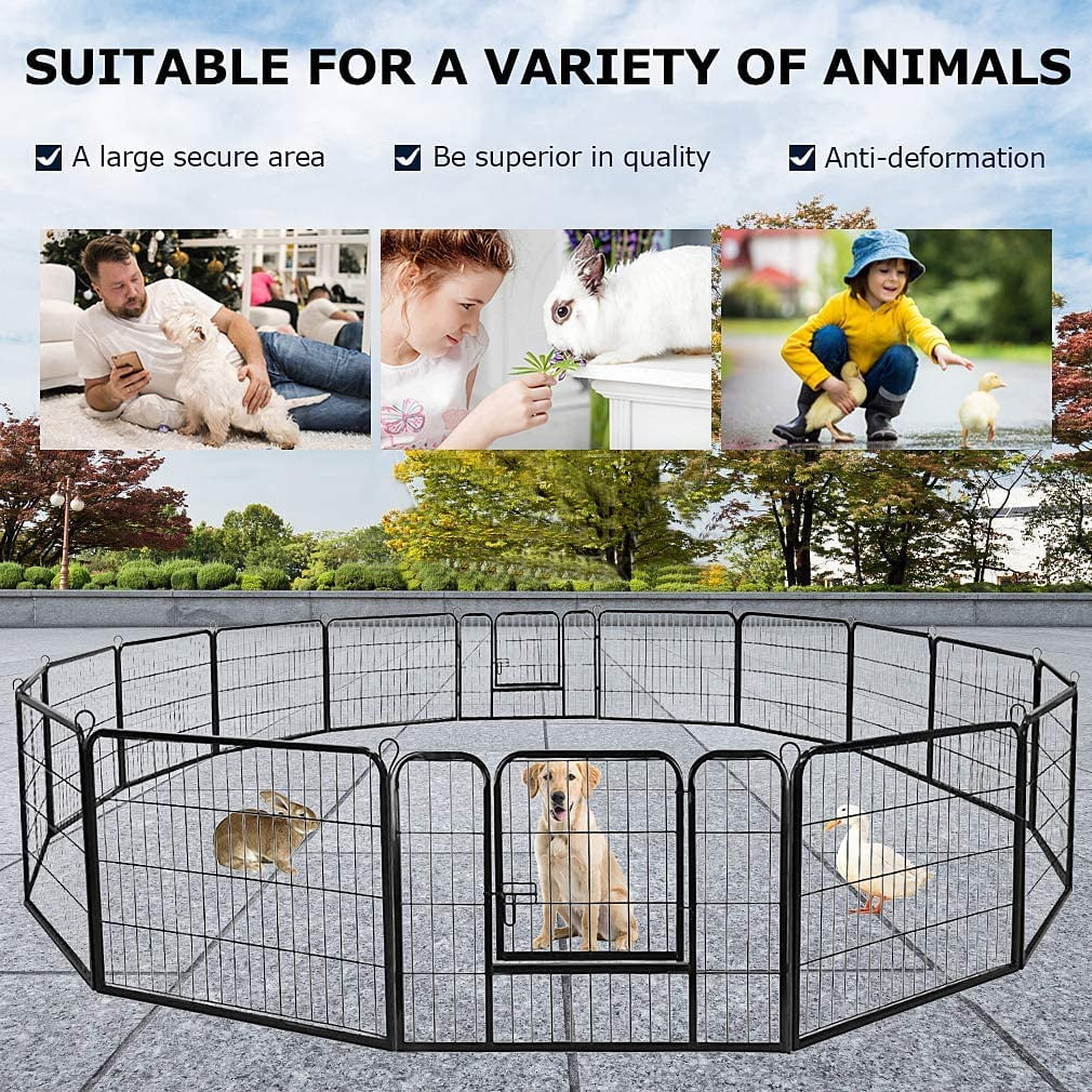 BestPet Dog Playpen Pet Dog Fence 32"Height 16 Panels Metal Dog Pen