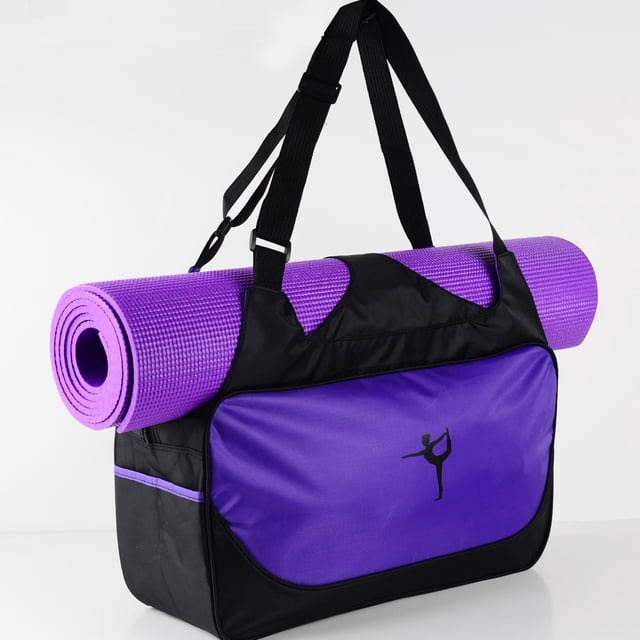 Bolsa de yoga de poliéster viscoso, gran capacidad, 48 x 24 x 16 cm (18,9 x 9,4 x 6,3 pulgadas), para gimnasio, deportes y yoga, color morado.