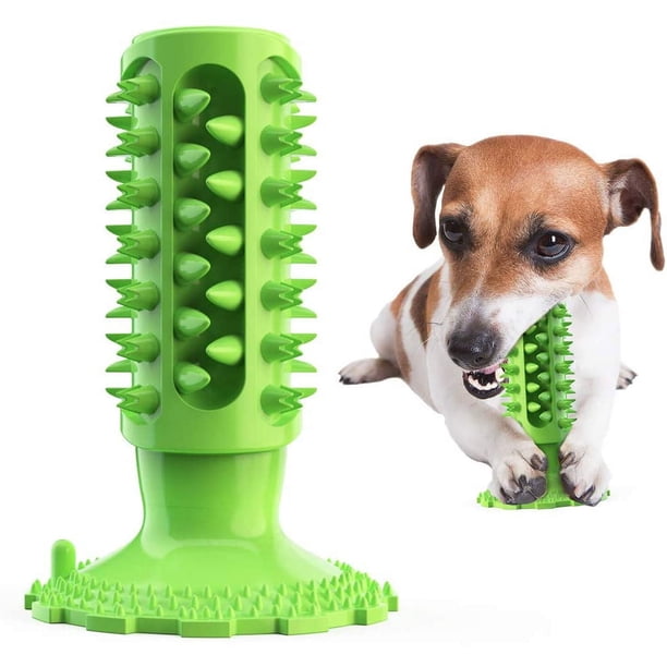Cepillo de dientes para perros, juguete para masticar, juguetes para cachorros, palo de limpieza de dientes, cepillo de dientes para el cuidado dental de goma natural, juguetes para perros (para perros medianos y grandes) (verde) MFZFUKR LT285-2