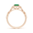 thumbnail image 2 of ANGARA Natural Oval 1.1 ct Emerald Trillium Floral Shank Ring in 14K Rose Gold for Women (Size-8x6mm) | May Birthstone, Birthday, Anniversary, Jewelry Gift for Women | Natural Emerald Ring, 2 of 9
