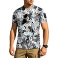 thumbnail image 4 of Homeyce Camo Shirts for Men Short Sleeve Button Camo Shirts Casual Lightweight Camouflage T-Shirts Crew Neck Big and Tall Pullover Tees Tops,Gray L, 4 of 5