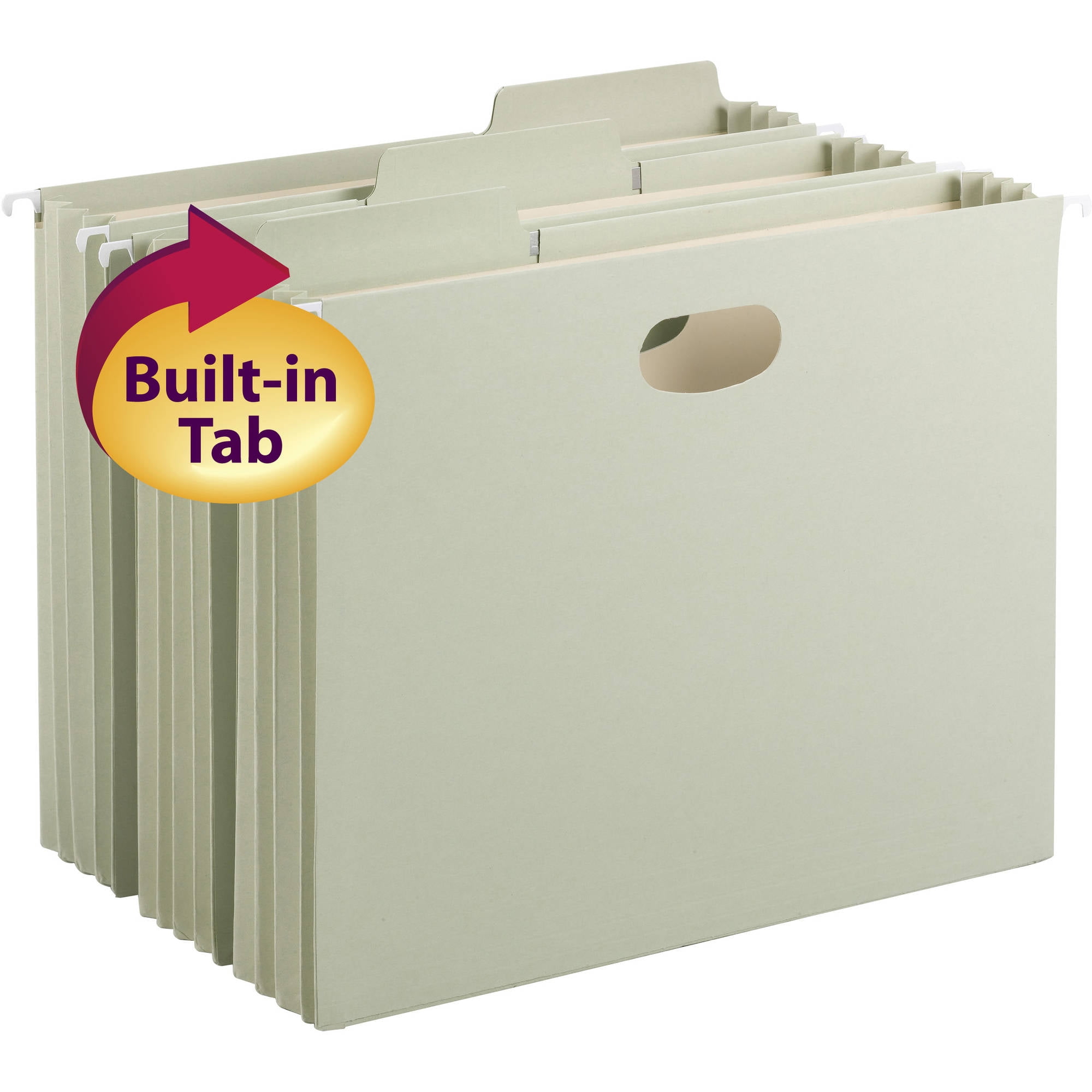 Smead FasTab® Hanging Pocket 3.5" Expansion, Ltr, Moss, 3/PK (64293