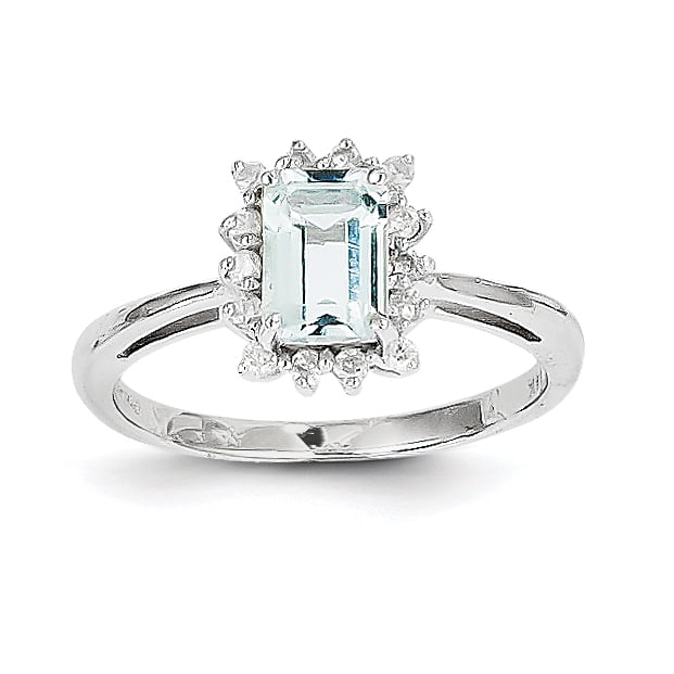 14k White Gold Aquamarine and Diamond Ring by Saris and Things QG