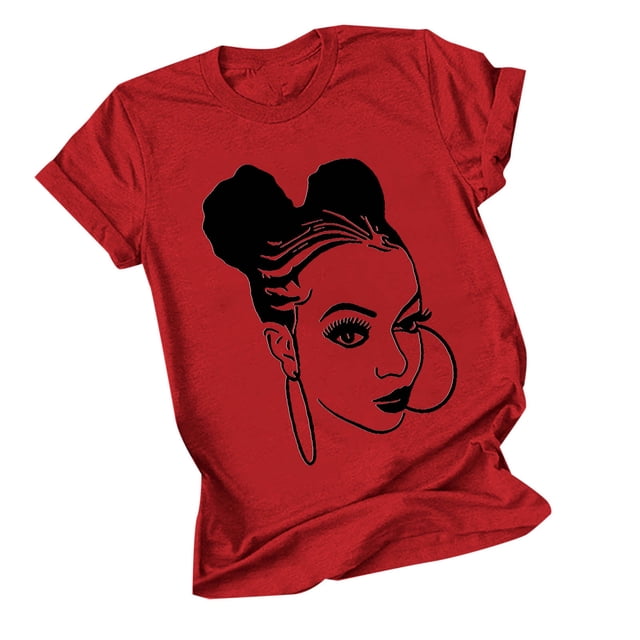 Tops de Manga Corta de las Mujeres, Cuello Redondo Impreso, Camiseta de Manga Corta para las Mujeres