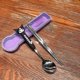 thumbnail image 2 of Lindo juego de cucharas y palillos Sanrio Kuromi, vajilla portátil de acero inoxidable, cucharas y palillos domésticos de alta apariencia para niños, 2 of 4