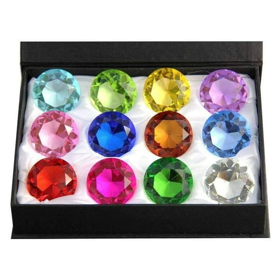 60mm Shaped Multicolor Glass Crystal Paperweight – 12 Pieces Home Office Decor & Wedding Favors Decoration with Gift Box