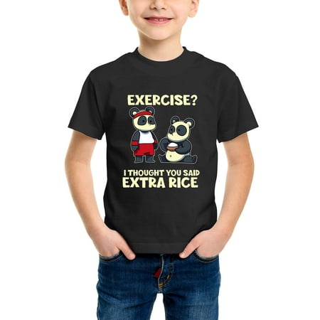

Envmenst Exercise I Thought You Said Extra Rice Funny Asian Food Fitness Workout Pun Cute Kawaii Panda Bear CottonT-Shirt