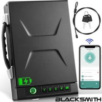 Gun Safe,Blacksmith Rechargeable Biometric Pistol Safe with Handled,Fingerprint and APP Quick Access,Black
