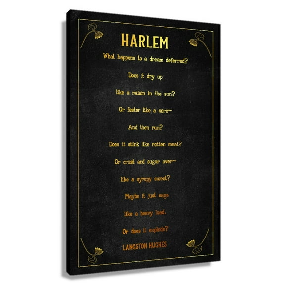 Harlem Poem Wall Decor Langston Hughes Quote Wall Art Poetry Poster Prints Pictures for Kitchen Printed Canvas Decorations for Bedroom Framed 20x30 in
