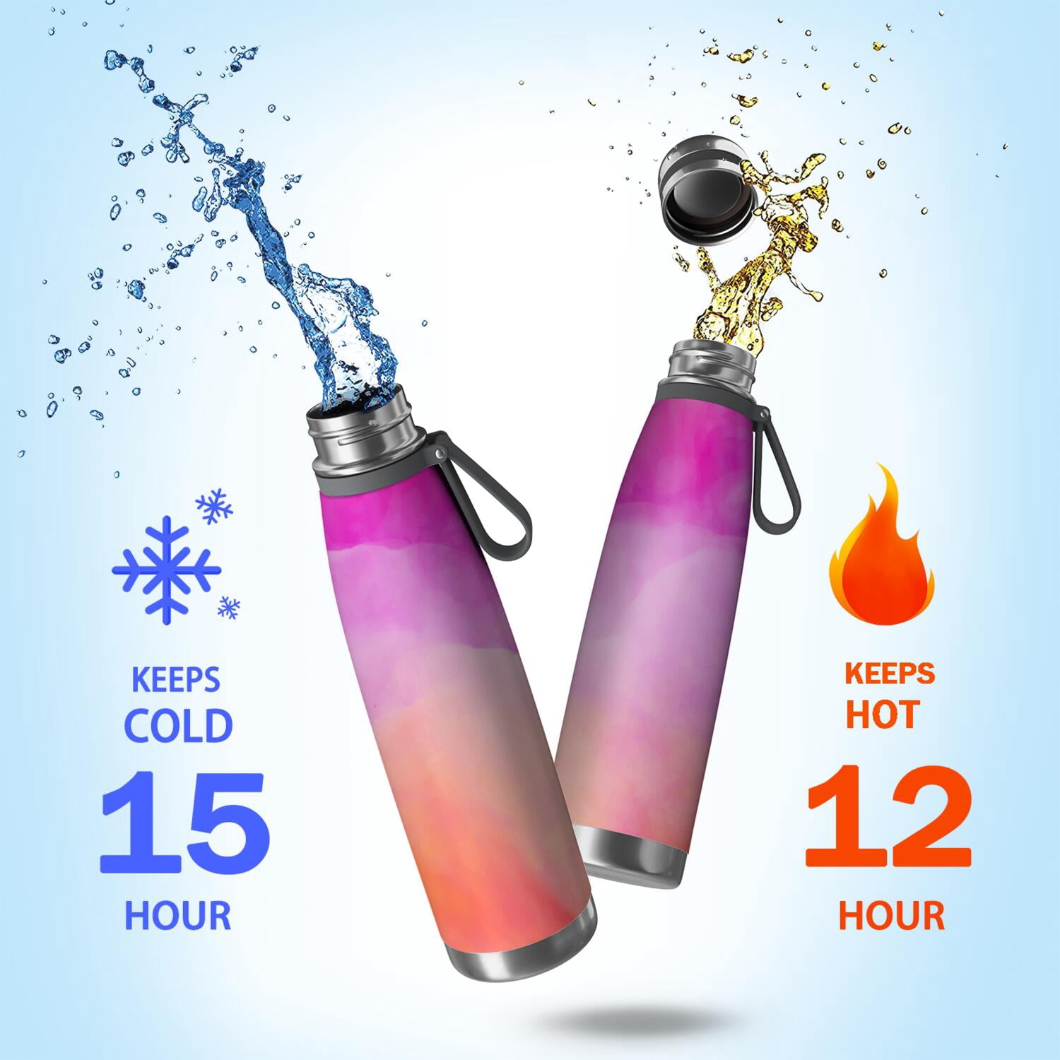 29oz Insulated Water Bottle with Tea Infuser, Stainless Steel Travel Mug, Fluid Smoke Aurora Art Style