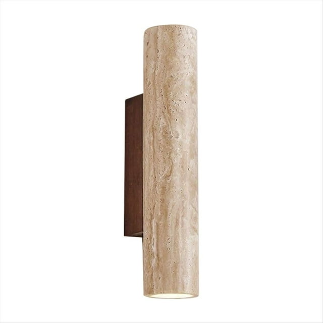 Aplique de Pared LED Moderno y de Travertino Amarillo Natural con Luz Hacia Arriba y Hacia Abajo para Dormitorio, Sala de Estar y Pasillo
