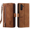 thumbnail image 2 of Dteck Wallet Case for Samsung Galaxy S23 FE, 9 Card Holder Slots Zipper Pocket Handbag Case Magnetic Closure Kickstand with Wrist Strap TPU Shockproof Flip Cover,Brown, 2 of 8