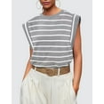 thumbnail image 4 of Cap Sleeve Striped Tops for Women Summer Top Basic Tee Shirts Casual Tank Loose Fit 2024 Fashion Shermie, 4 of 6
