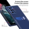 thumbnail image 4 of Decase Card Slot Case for Samsung Galaxy S23 Ultra,Shock-Absorbing Protective Case with Card Holder,Metal CD Pattern Camera Lens Invisible Bracket ,Soft TPU Cover Microfiber Inner Case, Darkblue, 4 of 7