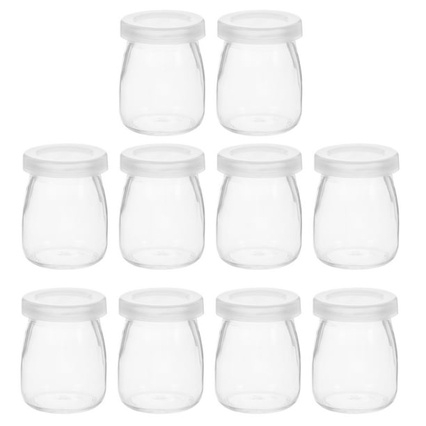 10 piezas botellas de vidrio grandes simples con tazas de budín de vidrio tapa para jugo de pudín de leche
