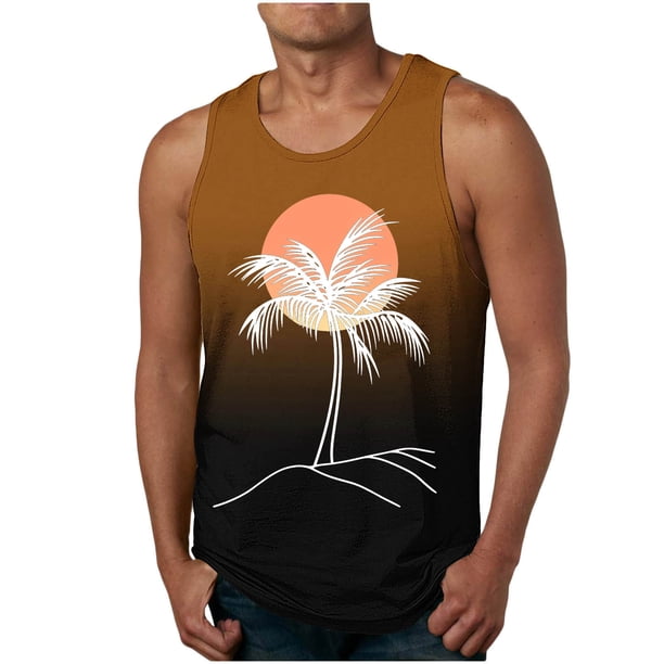 Camiseta sin mangas de cuello redondo para hombre, moda informal de verano, chaleco holgado, estampado deportivo, camiseta sin mangas de cuello redondo, blusa de poliéster para hombre