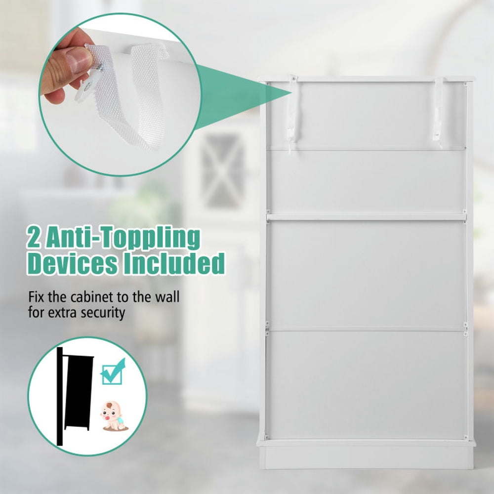 Finihen Bathroom Storage Cabinet, Bathroom Floor Cabinet, 4 Doors Freeestanding Bathroom Floor Cabinet with Adjustable Shelves, for Bathroom, Living Room, Bedroom, Kitchen, White Finihen Bathroom Storage Cabinet, Bathroom Floor Cabinet, 4 Doors Freeestanding Bathroom Floor Cabinet with Adjustable Shelves, for Bathroom, Living Room, Bedroom, Kitchen, White