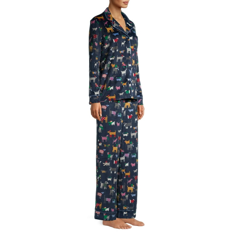 Secret Treasures Women's and Women's Plus Stretch Velour Long Sleeve Notch  Collar Pajama Set 
