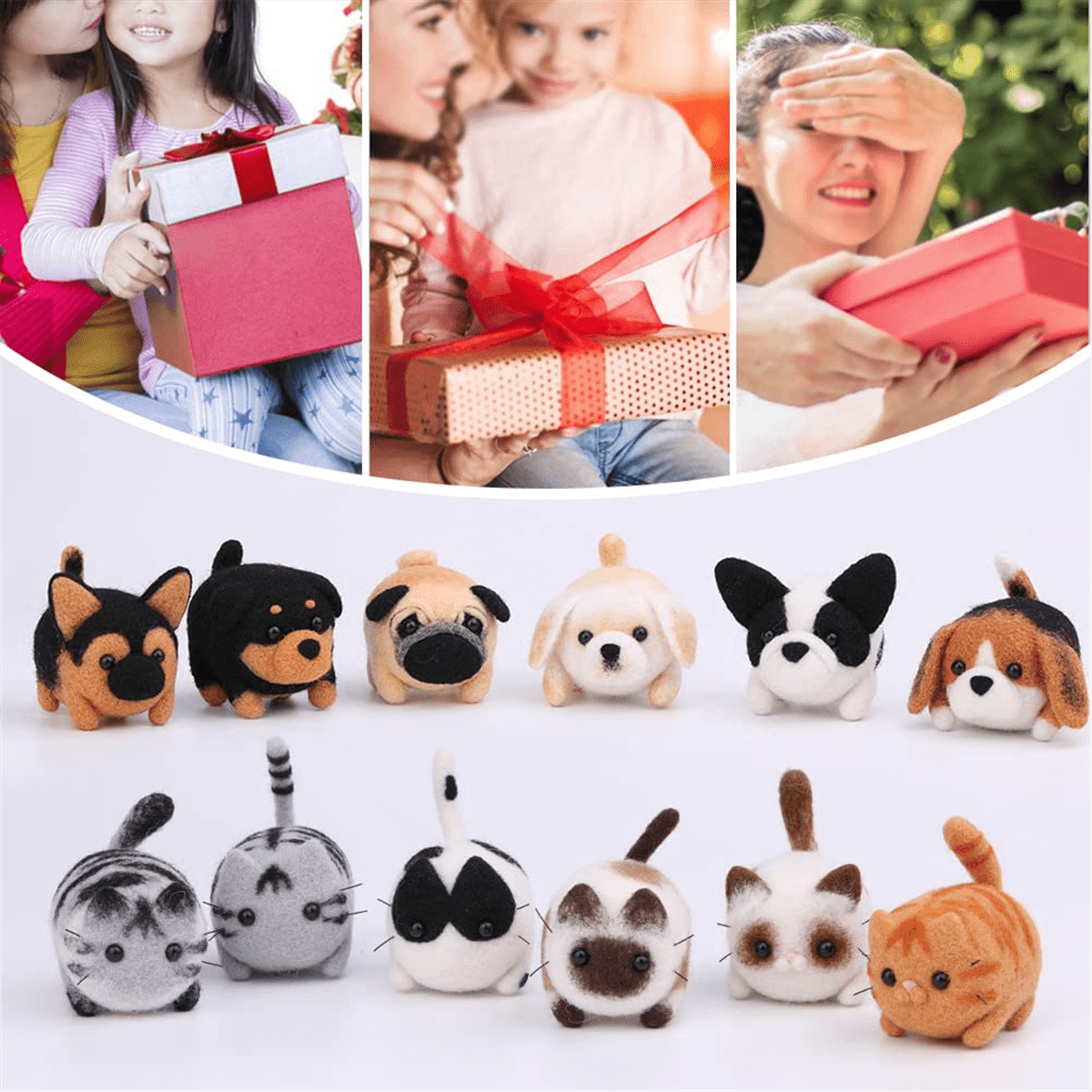 Needle Felting Kit,12 Pcs Doll Wool Beginner Kit with Instruction,Felting Foam Mat and DIY Craft