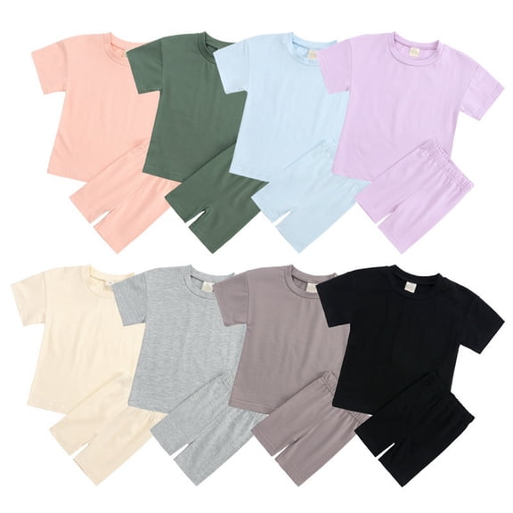 SILVERCELL 9M-13T Girls Boys Biker Shorts Set Solid T-Shirt Biker Jogger Shorts Kids Teens Boy Girl Summer 2 Piece Outfits Tracksuit