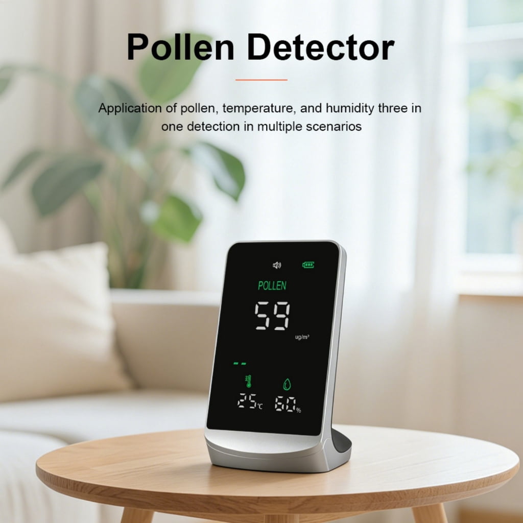 High Precisions Pollen Dust Monitor for Air Quality Analysis Featuring Temperature and Humidity Monitoring