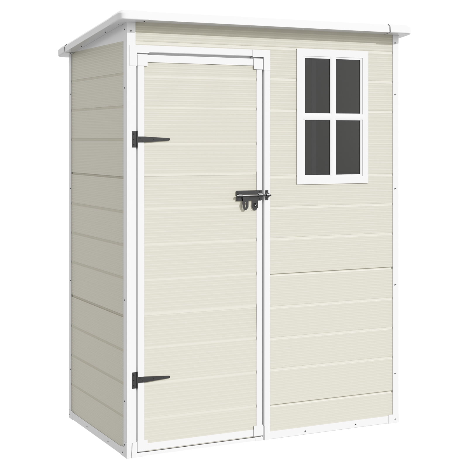 ELPOSUN Outdoor Storage Shed 5x3 FT, Resin Garden Shed for Bike, Garbage Can, Tool, Plastic Outside Sheds & Outdoor Storage Storage Box with Lockable Door for Backyard, Patio, Lawn, Sandstone