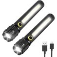 thumbnail image 1 of Tactical LED Flashlight, 2 Pack 3 Mode Portable Flashlights, Adjustable Zoomable Bright Flashlights, 16cm Black, 1 of 5