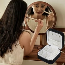 Velvet Jewelry Organizers for Women Girls, Travel Jewelry Cases with Zippers, Polyester Small Jewelry Storage Bags Gift for Birthday Valentine's Day, 3.9"x3.9"x2", 1 Pack, Black