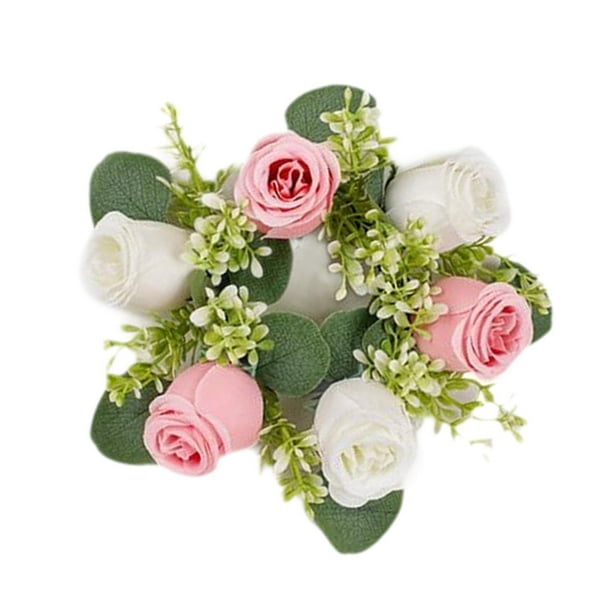 Anillo de vela Floral Artificial, anillo de vela de flor sintética, centros de mesa, corona de vela para fiesta del Día de San Valentín, Día de Acción Rosa