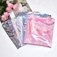thumbnail image 2 of Guiexla Women T-shirt Round Neck Short Sleeve Loose Fit Tee Shirt Glossy Finish Glitter Thin Pullover Tops Nightwear, 2 of 7