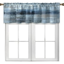 Blue Grey Kitchen Valances for Windows Navy Blue Kitchen Curtain Valance Abstract Art Window Treatment Valances for Living Room Bedroom Bathroom Decor (18" W x 52" L, Blue Grey)
