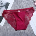 thumbnail image 2 of PMVFHDE Women Low Mid Rise Sheer Lace Panties Thin Summer Smooth Silk Seamless Breathable Underwear Cotton Gusset Triangle Briefs Womens Underwear ,L, 2 of 4