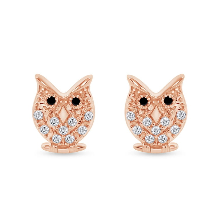 Sterling Silver Round Clear CZ Owl Post Stud Earrings Sterling Silver Round Clear CZ Owl Post Stud Earrings