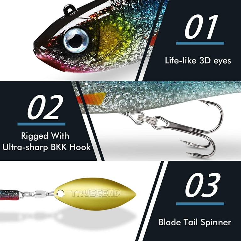 Pre-Rigged Jig Head Soft Fishing Lures, Paddle Tail Swimbaits for Bass  Fishing, Shad or Tadpole Lure with Spinner, Premium Fishing Bait for  Saltwater