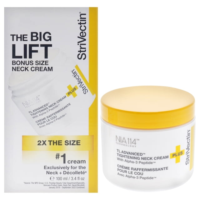 StriVectin TL AdvancedTM Crème Raffermissante pour le Cou PLUS, 3,4 oz pour Raffermir et Raffermir les Ridules du Cou et du Décolleté, Réduit Visiblement l'Affaissement et la Peau Crêpeuse pour une Peau Lisse et d'Apparence Saine